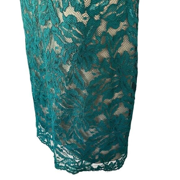 Jessica Howard Womens Teal Lace Sheath Nude Lined Cocktail Party Dress sz 12 - Picture 10 of 16